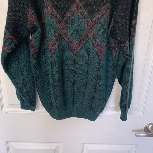 Hook England Knit Sweater Men’s Medium Green Forest Stream Mountain Hooks VTG - Picture 7 of 8